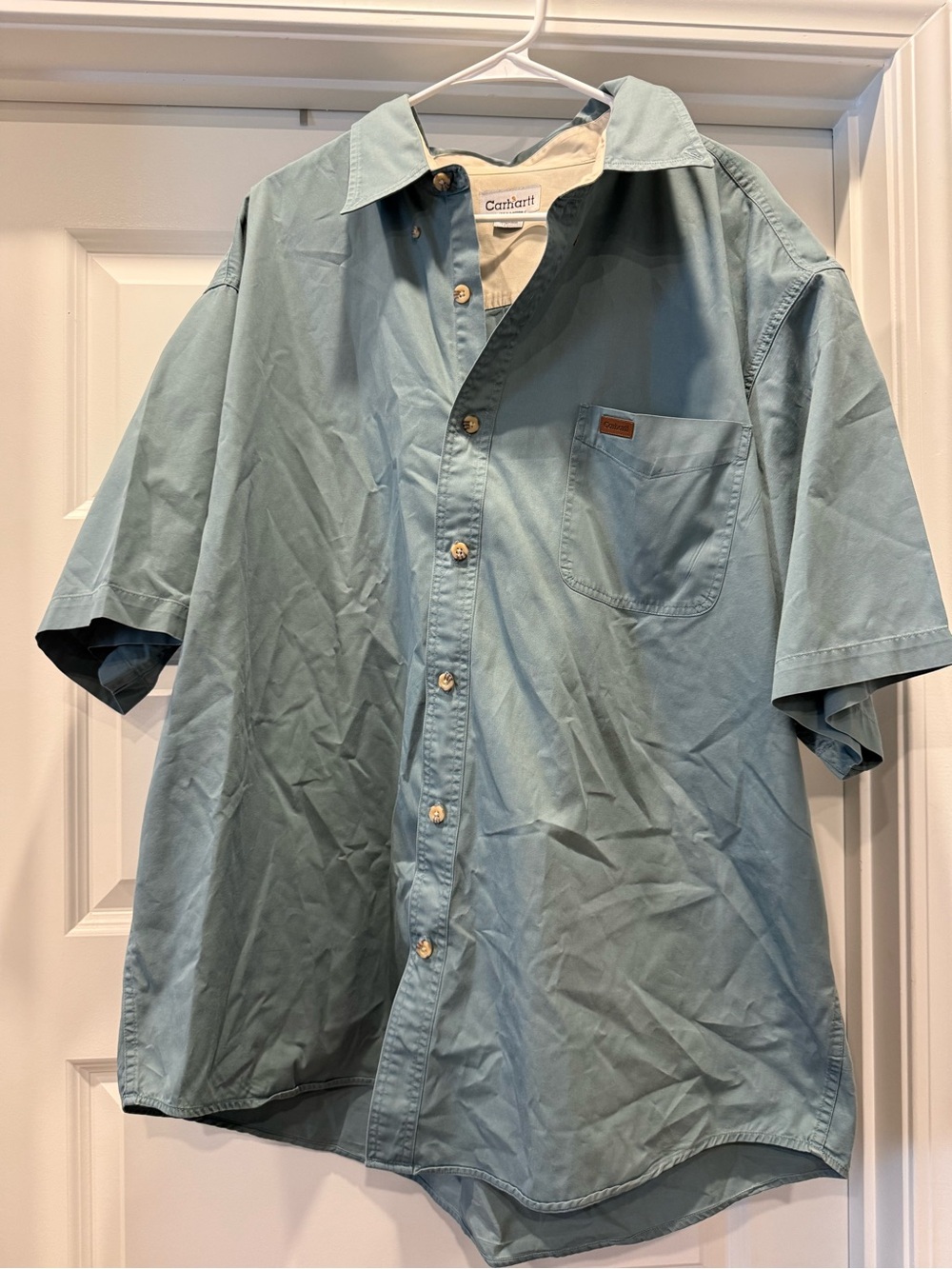 Carhartt Men's Short-Sleeve Button-Down Shirt in Light Teal